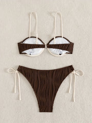 Sexy Coffee Patchwork Bikini Set
