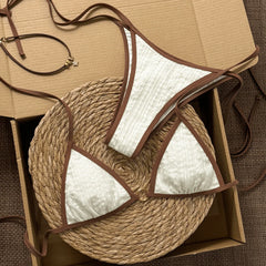 Sexy Beige Patchwork Micro Bikini Set