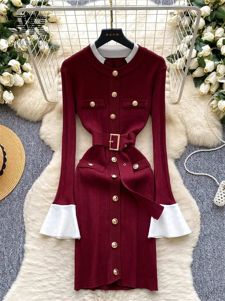 Office Lady Slim Knitted Dress