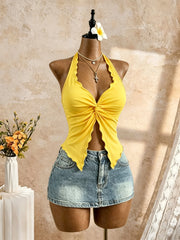 Trim Irregular Hanky Hem Slim Fit Crop Cami Top