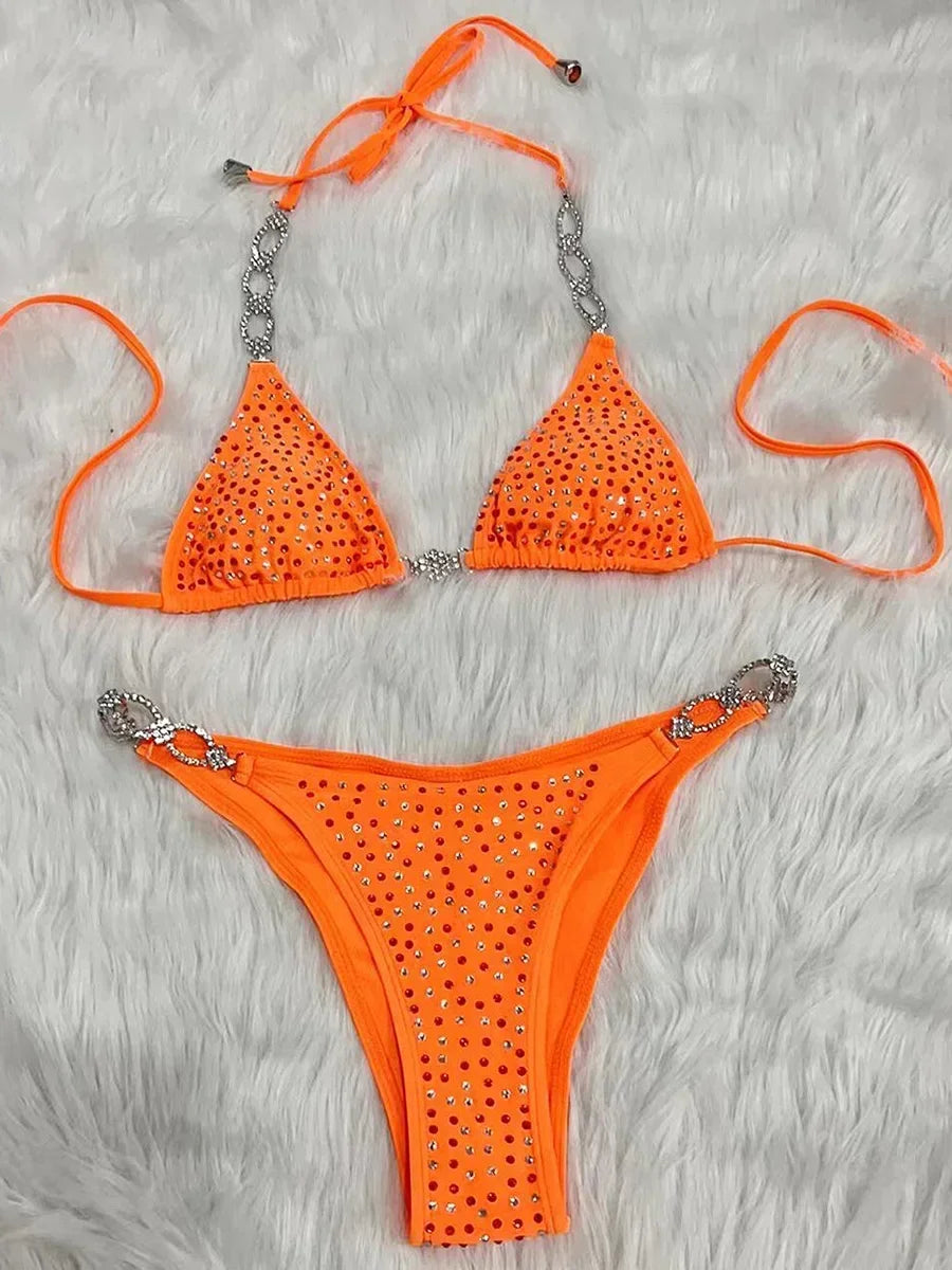 Shiny Sequins Rhinestone Bikini