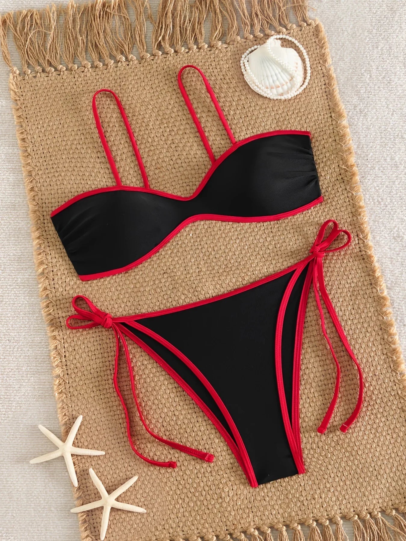 Sexy Black White Patchwork Bikini Set