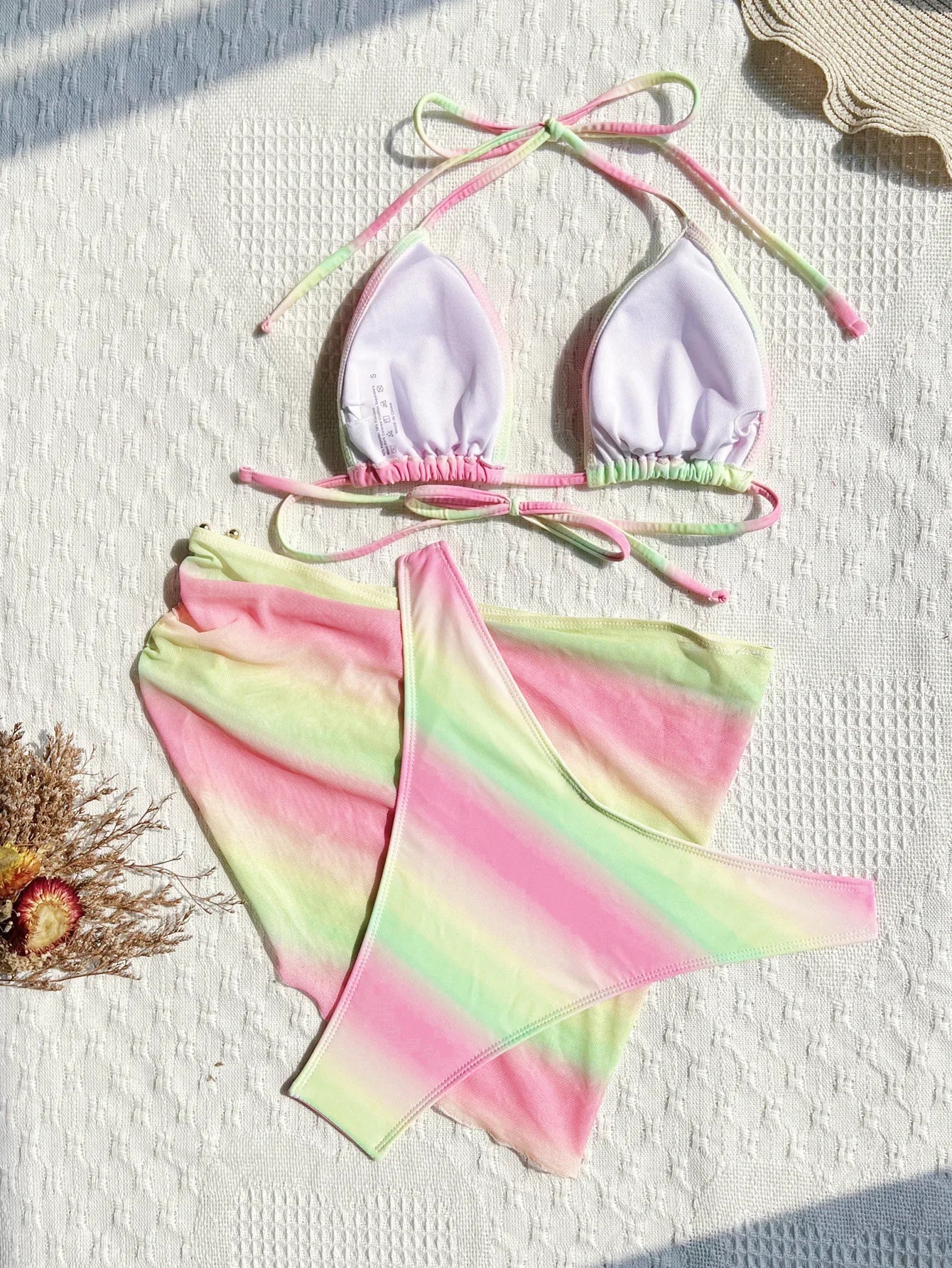 Vintage Yellow Pink Gradient Bikini Set