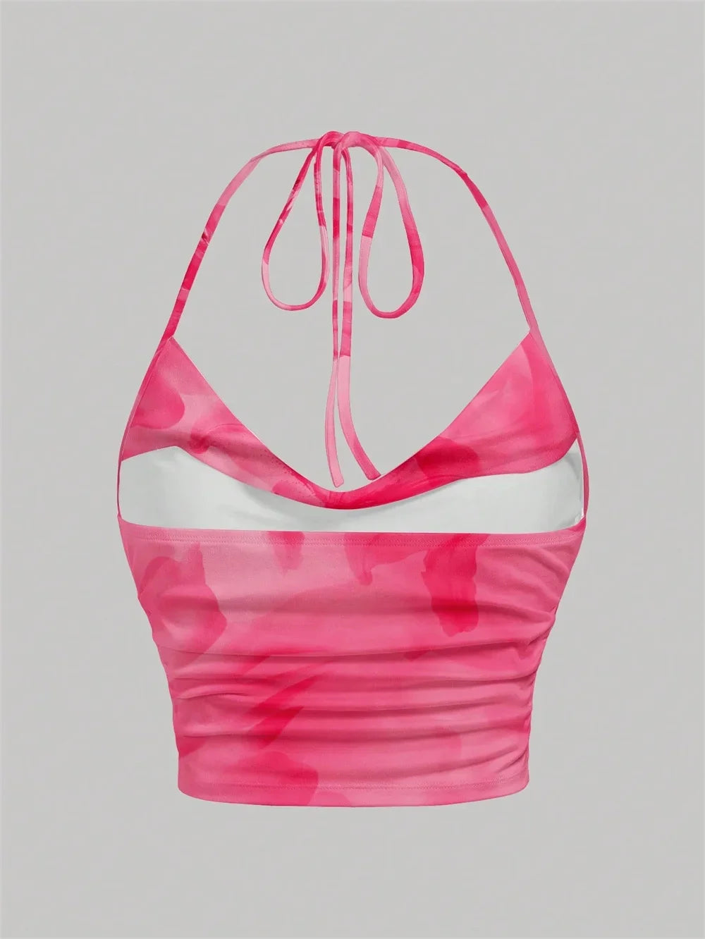 Tie-dye Floral Print Halter Top
