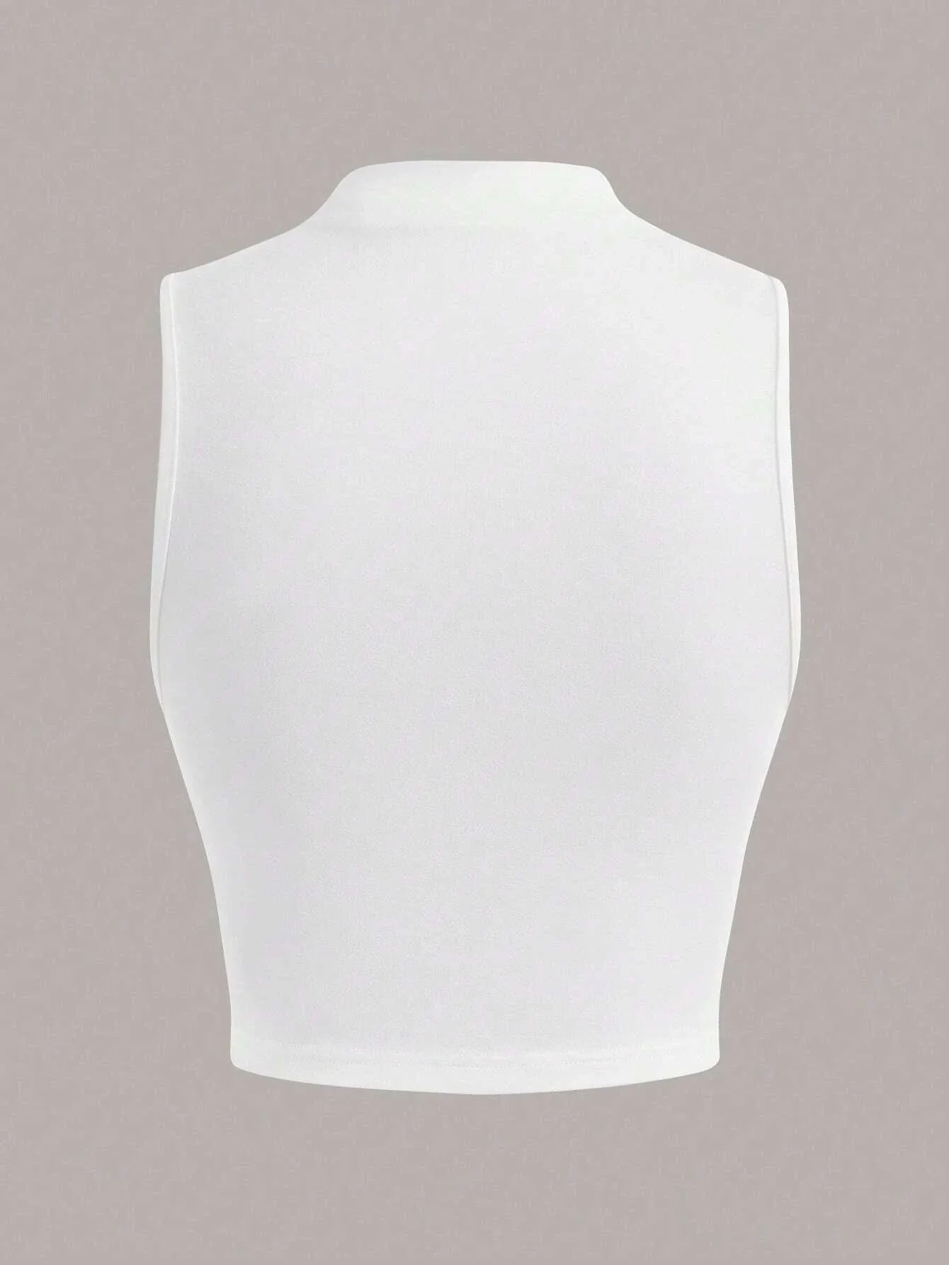 Casual Mock Neck Sleeveless Tank Top