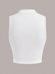 Casual Mock Neck Sleeveless Tank Top