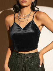 Sexy Butterfly Embroidery Mesh Velvet Cami Top