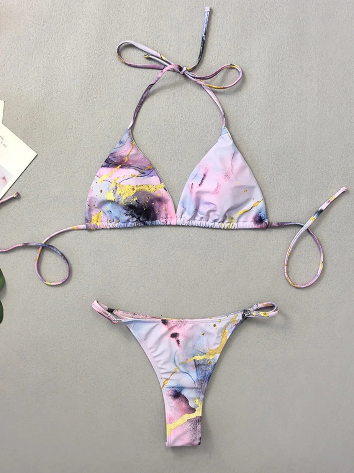 Sexy Purple Marble Print Bikini