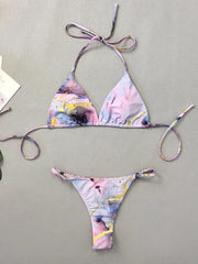 Sexy Purple Marble Print Bikini