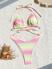 Vintage Yellow Pink Gradient Bikini Set