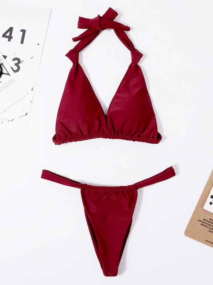 Sexy Halter Knot Micro Bikini