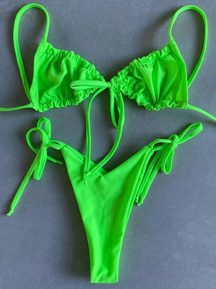 Sexy Ruffle Frilled Micro Thong Bikini