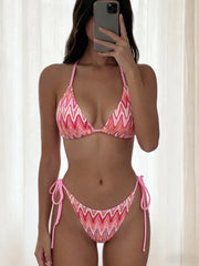Sexy Pink Striped Bikini Set