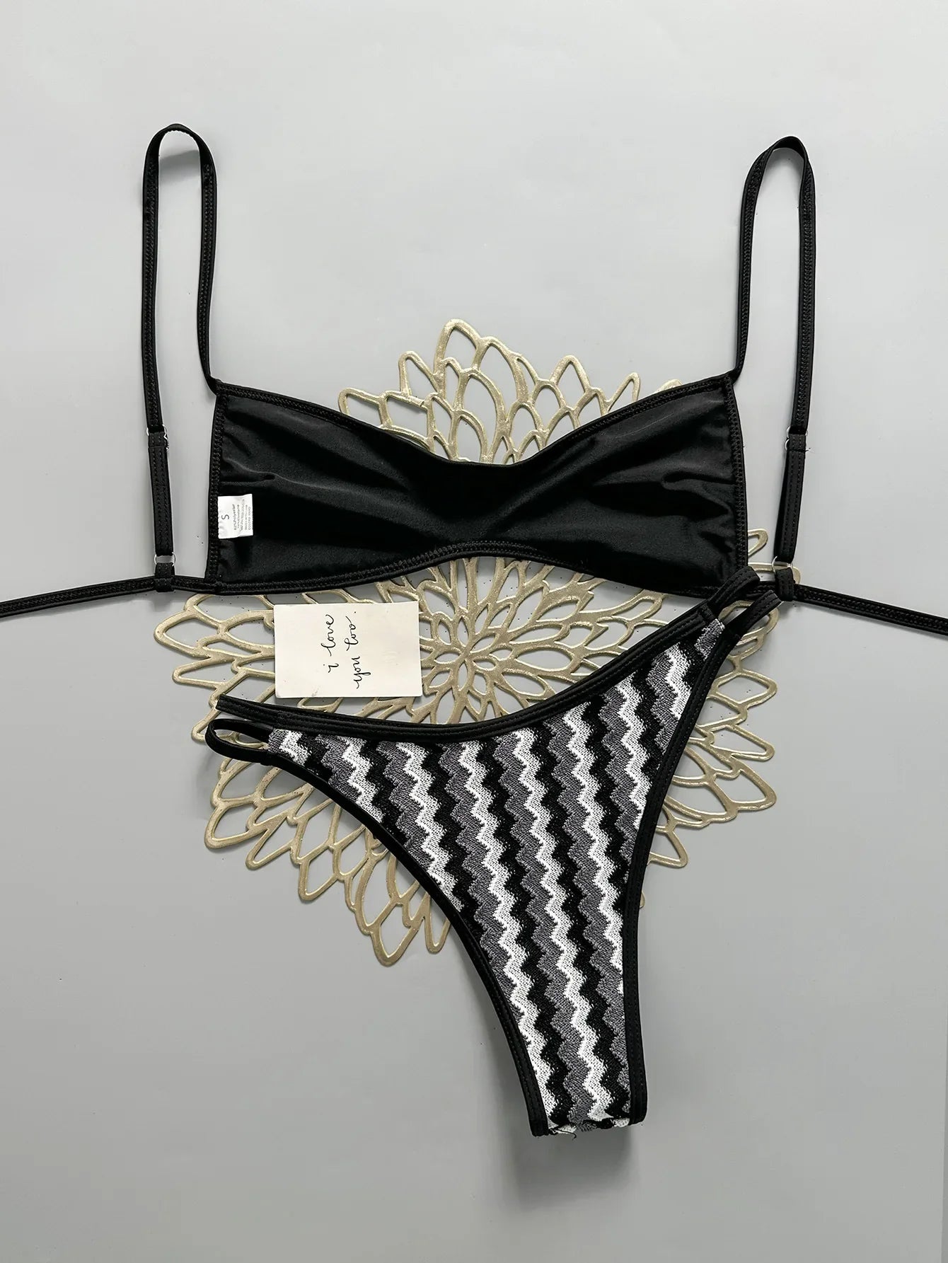 Vintage Crochet Pink Striped Bikini Set