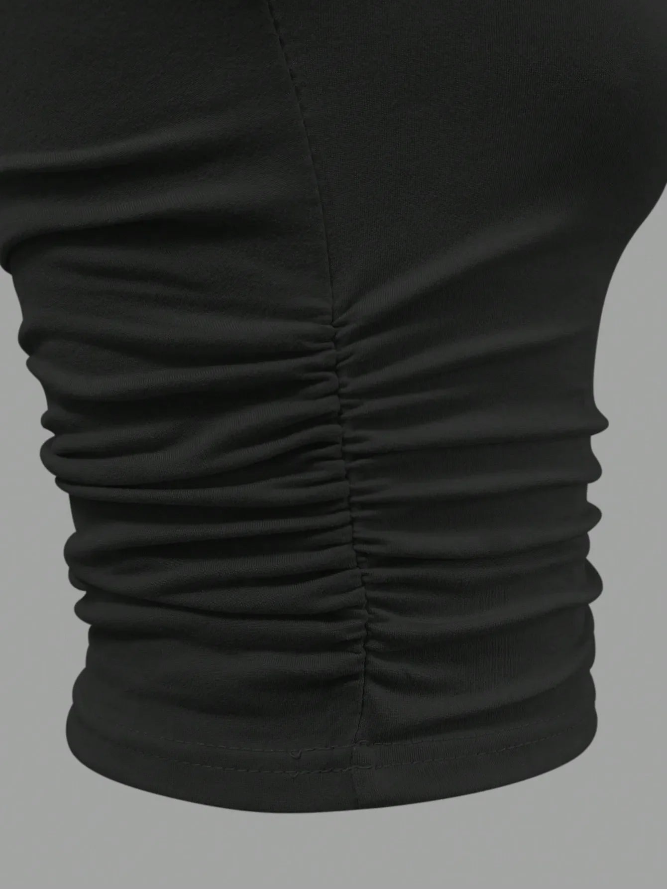 One Shoulder Ruched Crop Tank Top