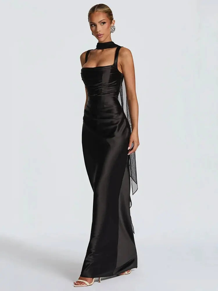 Satin Backless Sexy Maxi Dress