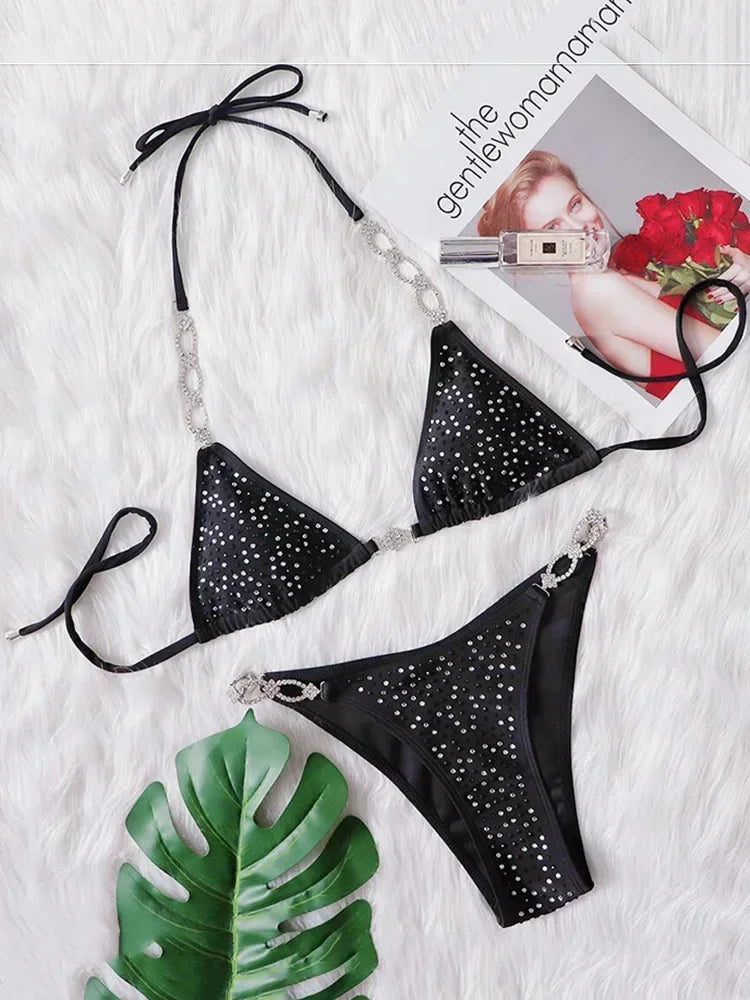 Shiny Sequins Rhinestone Bikini