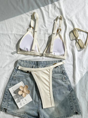 Sexy Khaki Patchwork Micro Bikini