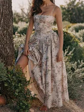 Casual Holidy Style High Waist Retro Printed Maxi Dress