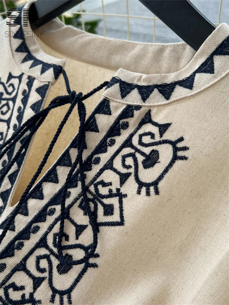Casual Embroidered Loose Dress