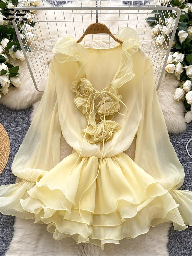 Gentle Ruffles Chiffon Dress