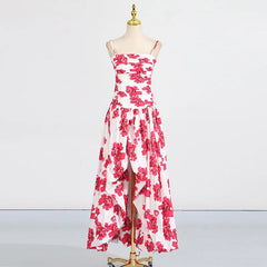 Retro Printed Strapless Brithday Dress