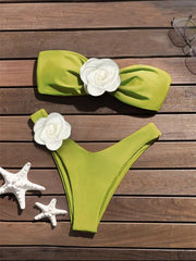 3D Flowers Bandeau Bikini