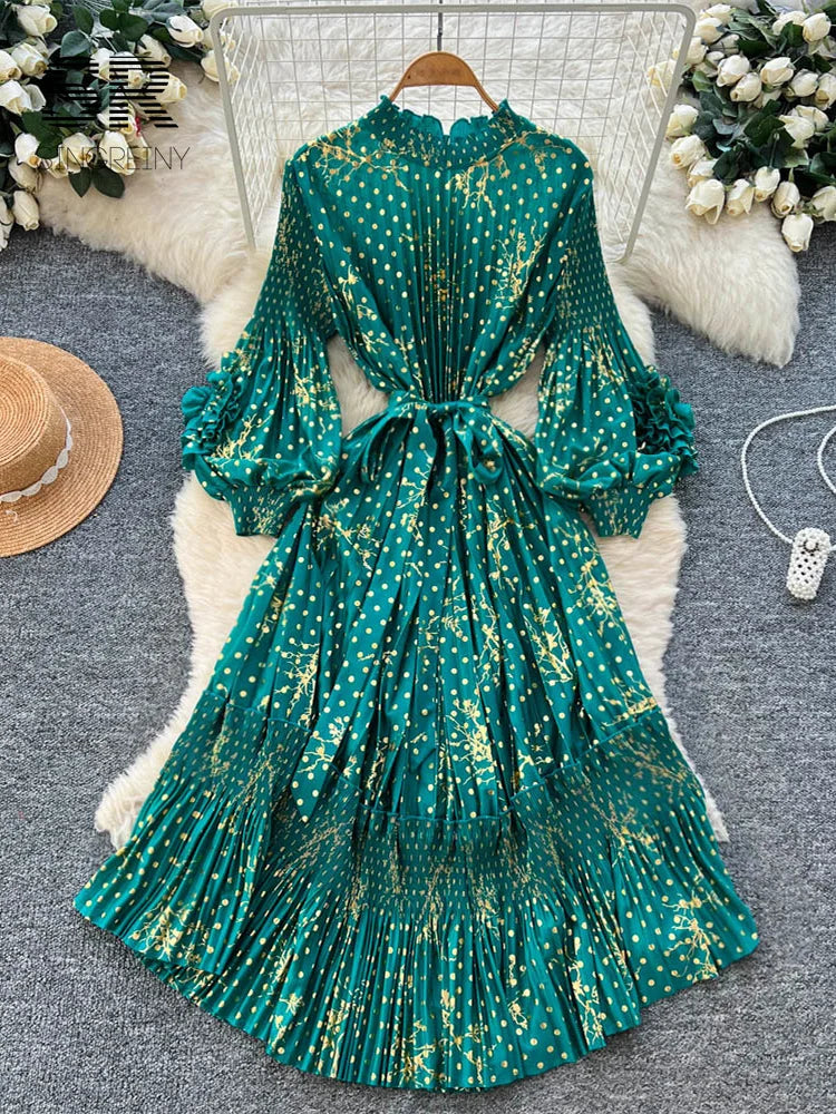 3D Floral Pleated Dress