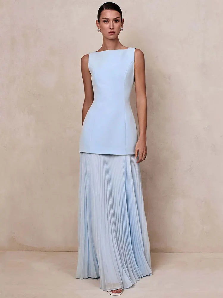 Elegant Pleated Long Dress