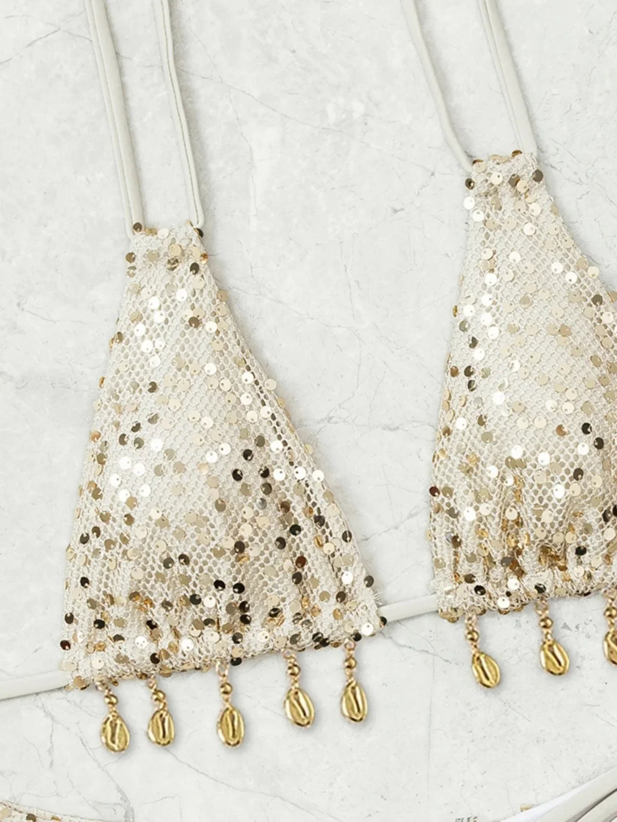 Luxury Sequin Beige Bikini Set