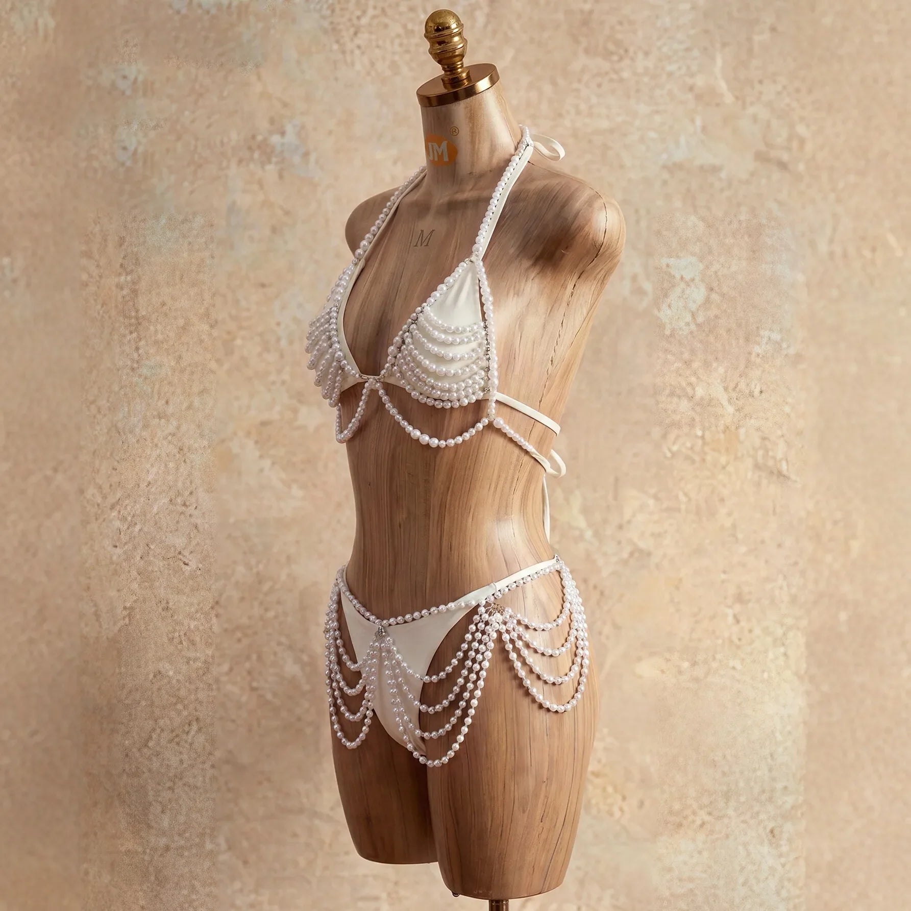Sexy Pearls Cover Up Skirt 4 Piece Bikini Set