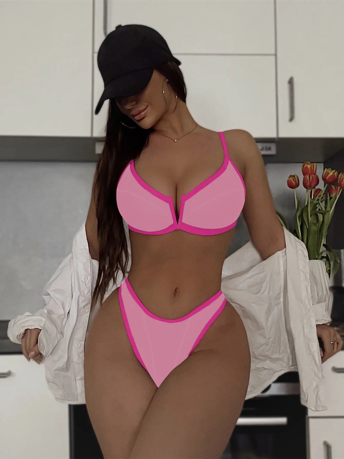 Sexy Green Contrast Bikini Set
