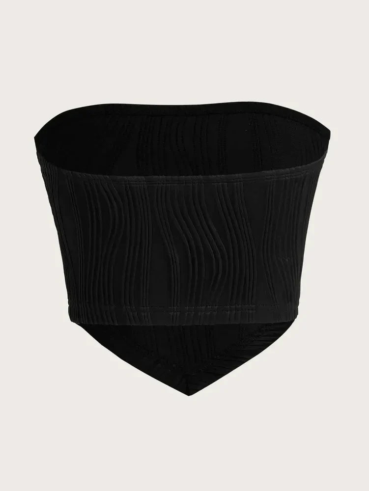 Sexy Rib Knit Strapless Crop Tube Top
