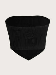 Sexy Rib Knit Strapless Crop Tube Top