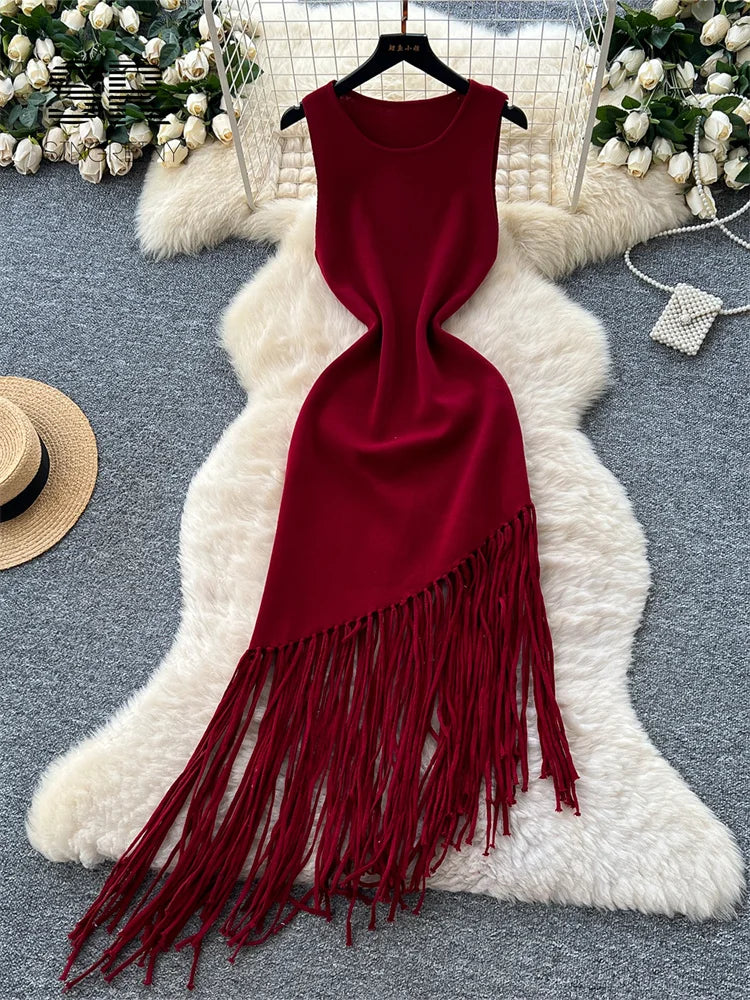 Vacation Tassel Tank Dress