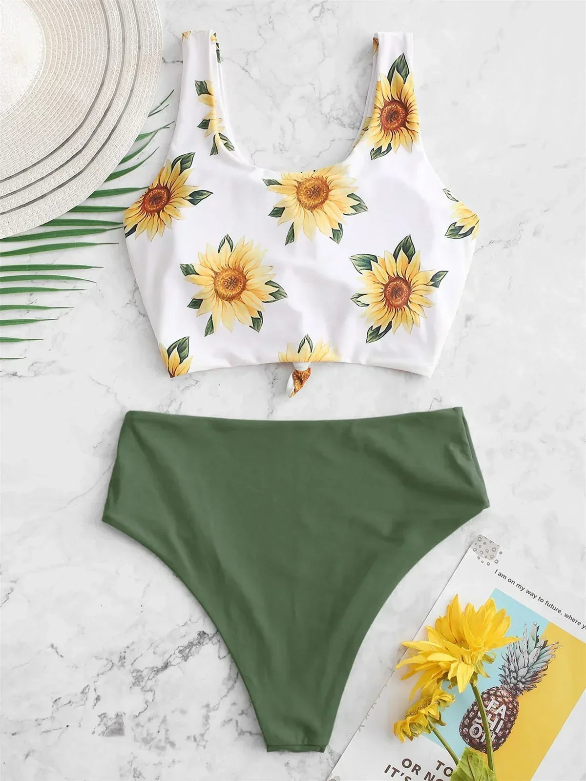 Sexy Sunflower Print Bikini Set