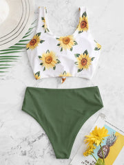 Sexy Sunflower Print Bikini Set