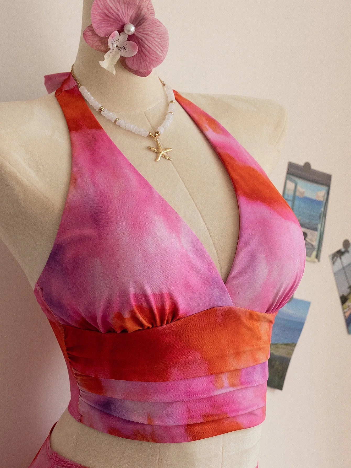 Pink Tie Dye Gradient Bikini Set
