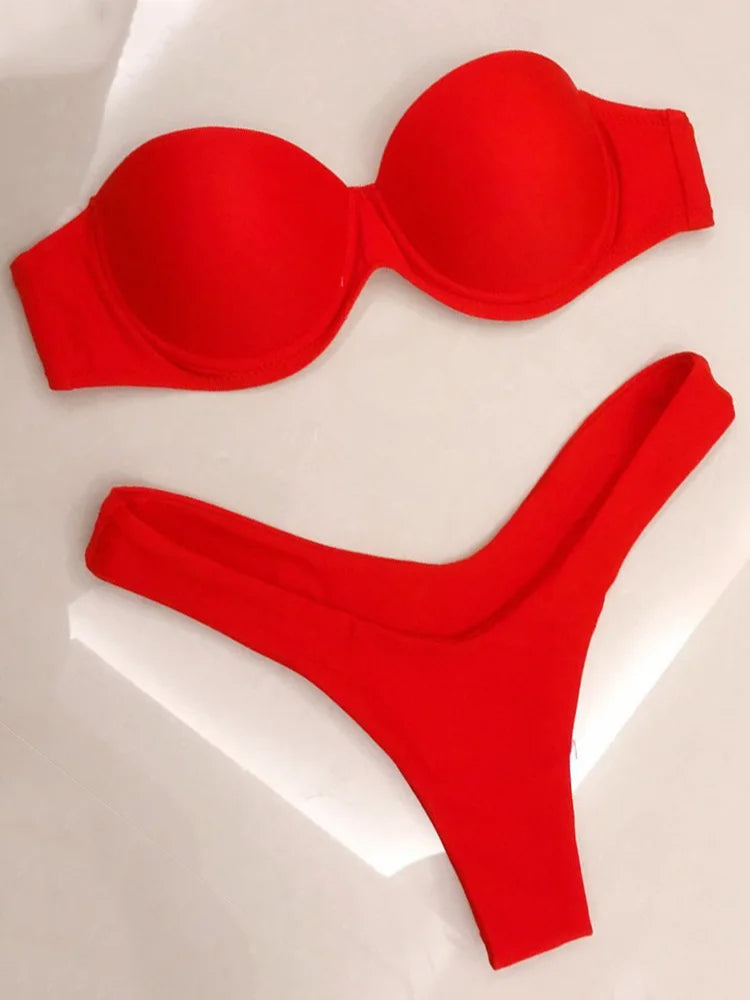 Sexy Wrinkled Halter Brazilian Bikini