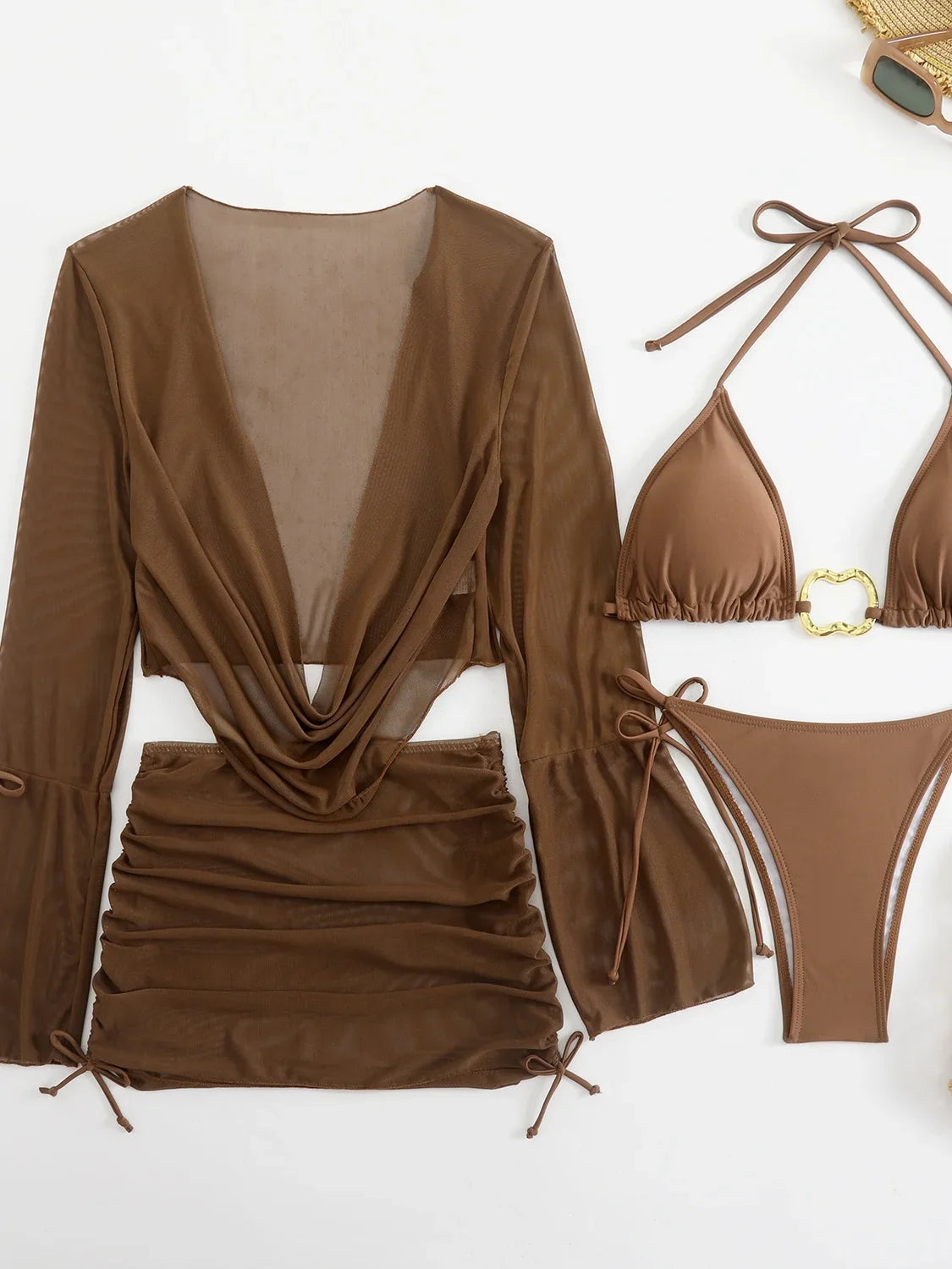 Sexy White Black 4 Piece Bikini Set