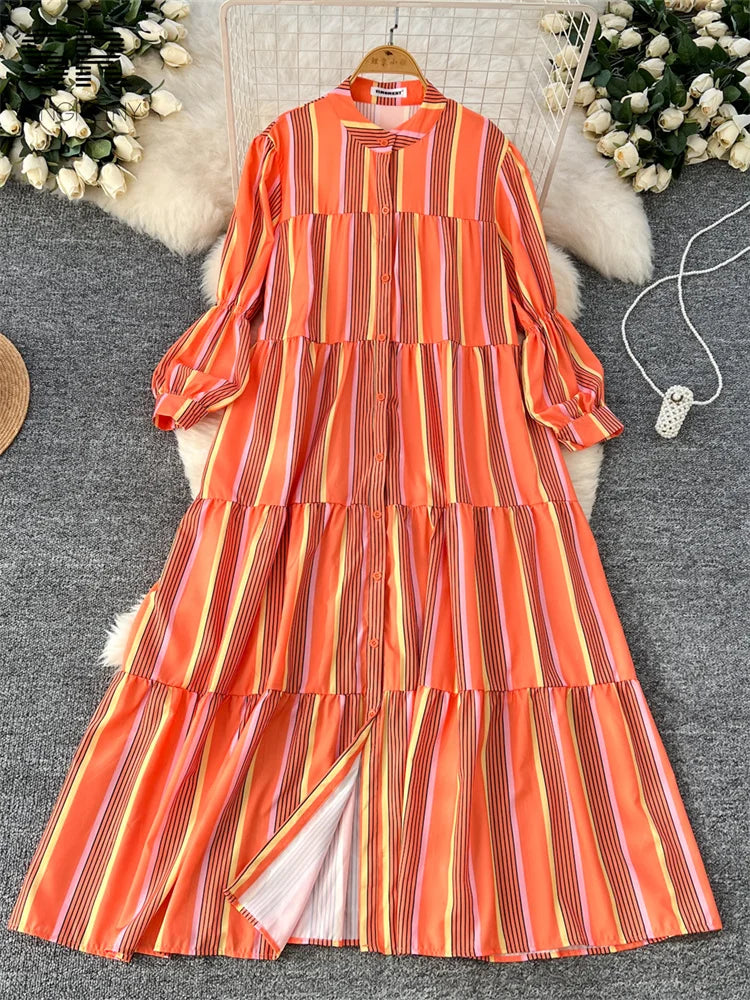 Vacation Striped Loose Dress
