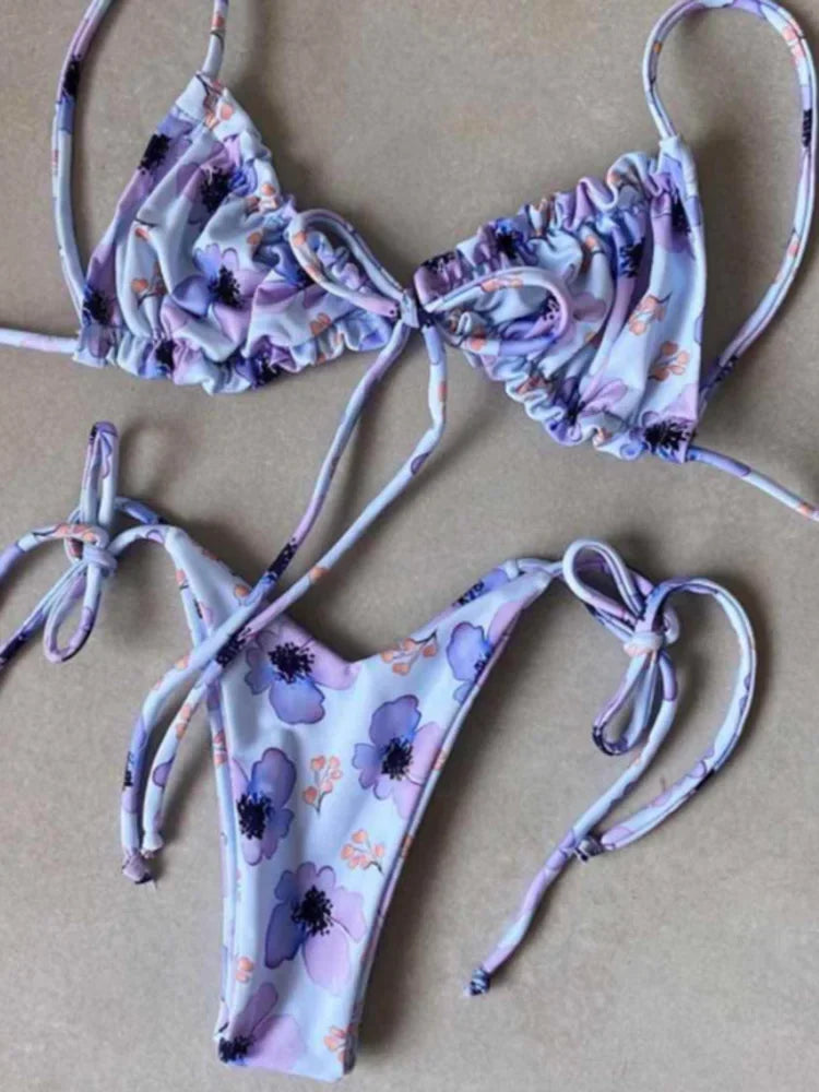 Sexy Ruffle Frilled Micro Thong Bikini