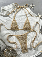Sexy Sequin Khaki Micro Bikini