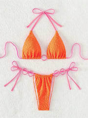 Contrast Ring Linked Criss Cross Micro Swimsuit