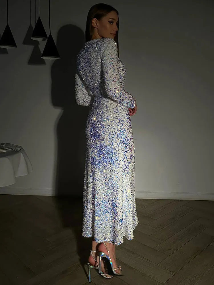 Sequined Party Slim Midi Dress