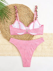 Sexy Pink 3D Flower Bikini Set