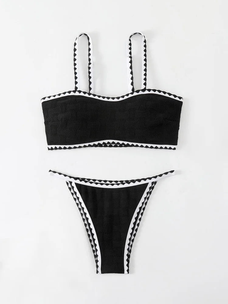 Sexy Black Patchwork Bikini Set