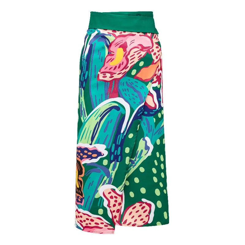 Vintage Green Abstract Print Bikini Set