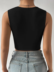 Women's Black Square Neck Tank Top