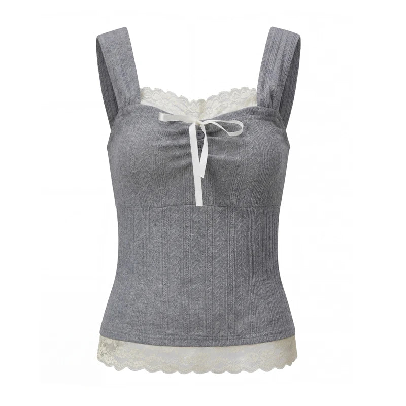 Ribbed Knit Square Neck Cami Top